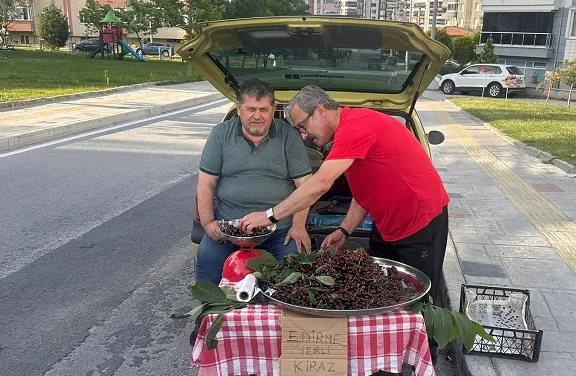 GÜVENİR;HER GÜN SAAT 16.30 DA ESENTEPE TREDAŞ YANINDA EDİRNE ALTIPARMAK KİRAZI SATIYOR!