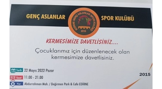 GENÇ ASLANLARSPOR KERMES DÜZENLİYOR